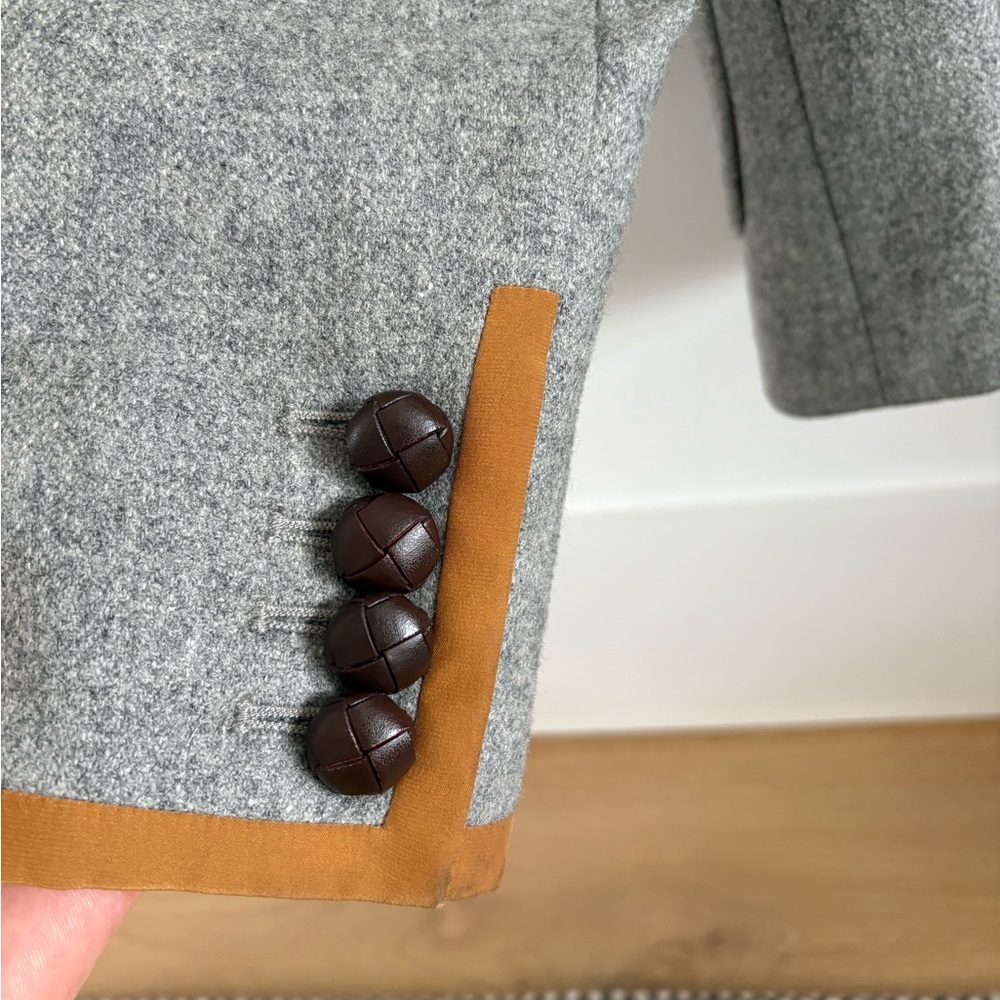 J Crew Gray Blazer with Tan Trim - Picture 4 of 6